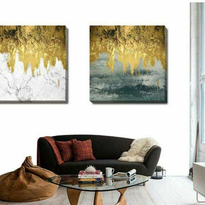 Golden Marble Stretched Canvas Print - hywallart