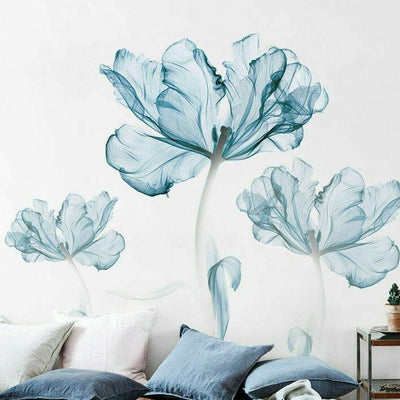 Large Blue Flower Wall Art Stickers - hywallart