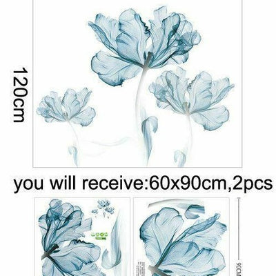 Large Blue Flower Wall Art Stickers - hywallart