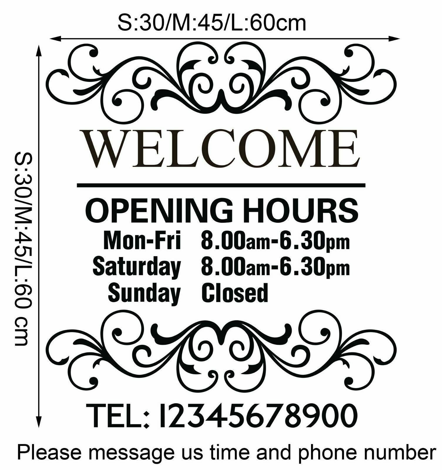 Window Hours Lettering Personalised Vinyl Lettering TRADING HOURS Window sticker