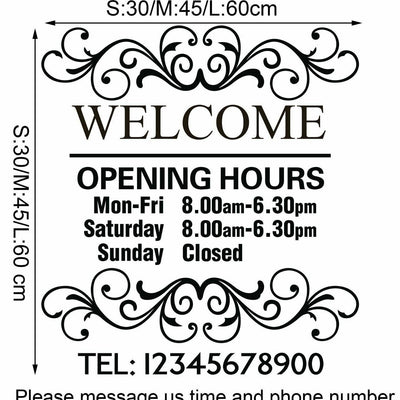 Personalised Vinyl Lettering TRADING HOURS Window sticker - hywallart