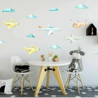 Airplane Clouds Kid Wall Stickers - hywallart
