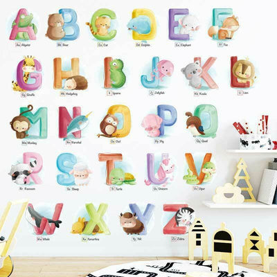 (A-Z) Watercolour Animal Alphabet Wall Sticker - hywallart