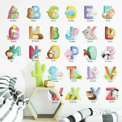 (A-Z) Watercolour Animal Alphabet Wall Sticker - hywallart