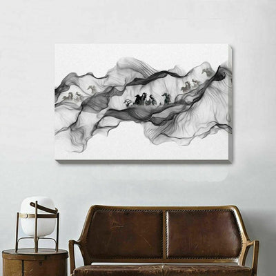 Horse Running On Mountain Stretched Canvas Print - hywallart