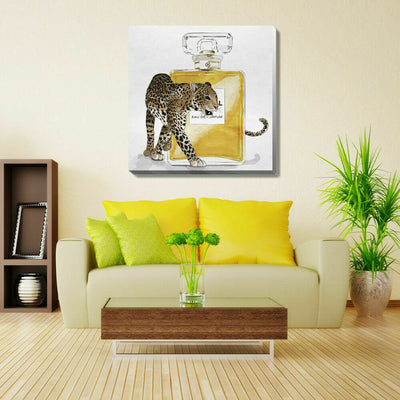 Leopard Perfume Stretched Canvas Print - hywallart
