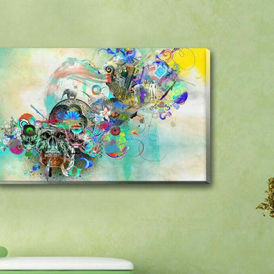 Skull Abstract Pattern Stretched Canvas Print - hywallart