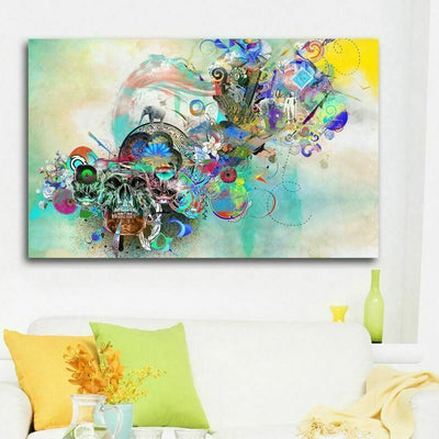 Skull Abstract Pattern Stretched Canvas Print - hywallart