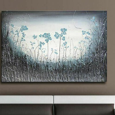 Abstract Blue Flowers Stretched Canvas Print - hywallart