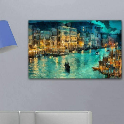 Seaside City Abstract Pattern Stretched Canvas Print - hywallart