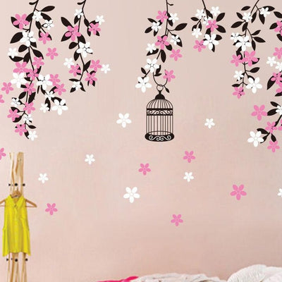 Colour Vine Flowers Wall Sticker,hywallart