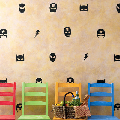 28 Pcs Marvel Mask Wall Stickers,hywallart