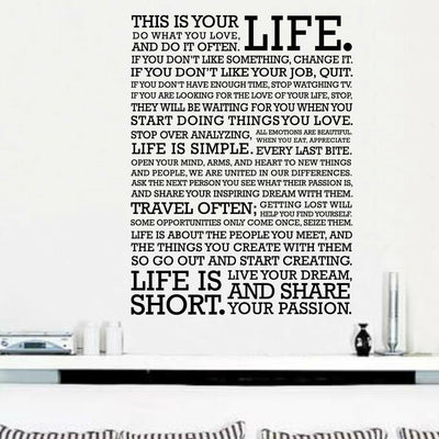 "This Is Your LIFE" Removable Wall Stickers,hywallart