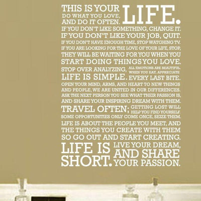 "This Is Your LIFE" Removable Wall Stickers,hywallart