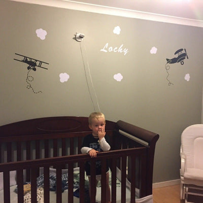 Airplanes Clouds Custom Personalized Name Wall Stickers,hywallart