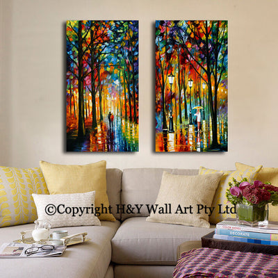 Walking In The Rain Strectched Canvas Prints Framed Wall Art Decor Abstract Deco,hywallart
