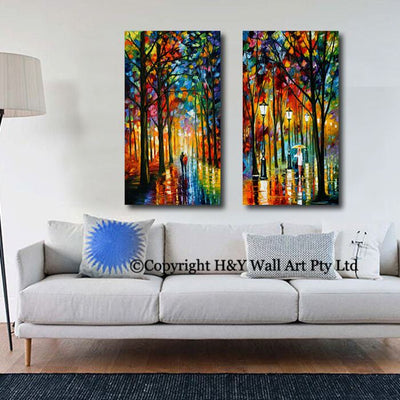 Walking In The Rain Strectched Canvas Prints Framed Wall Art Decor Abstract Deco,hywallart