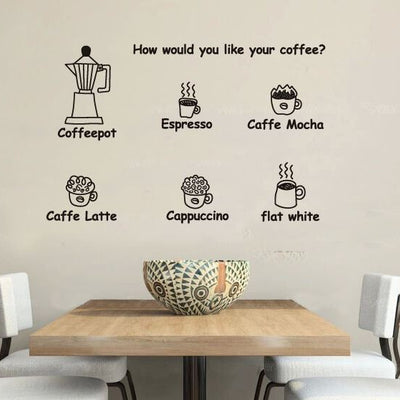 Coffee Cafe Shop Removable Window Wall Stickers,hywallart