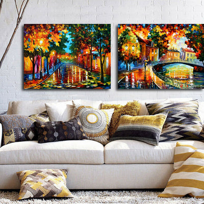 Way Home Set of 2 Abstract Stretched Canvas Print Framed Wall Art Decor Painting,hywallart
