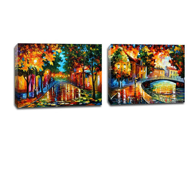 Way Home Set of 2 Abstract Stretched Canvas Print Framed Wall Art Decor Painting,hywallart