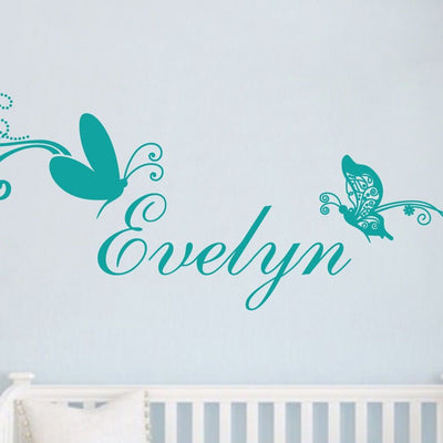 Butterflies Custom Personalised Name Wall Stickers,hywallart