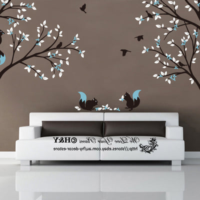 Corner Squirrel Tree Wall Stickers Nursery Decal Baby Kids Art Decor Removable,hywallart