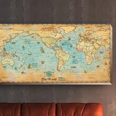Ancient World Map Stretched Canvas Print,hywallart