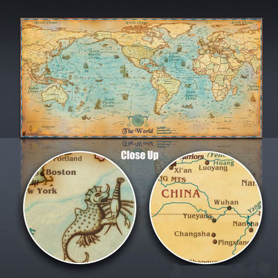 Ancient World Map Stretched Canvas Print,hywallart