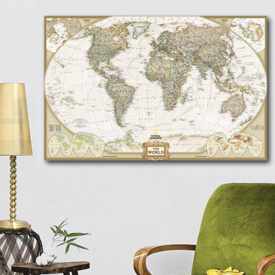 Vintage World Map Stretched Canvas Print,hywallart