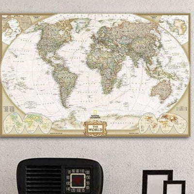 Vintage World Map Stretched Canvas Print,hywallart