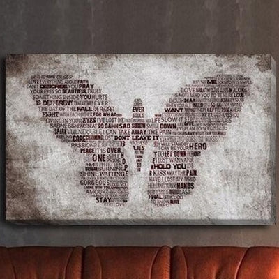 Butterfly Typography Stretched Canvas Prints,hywallart