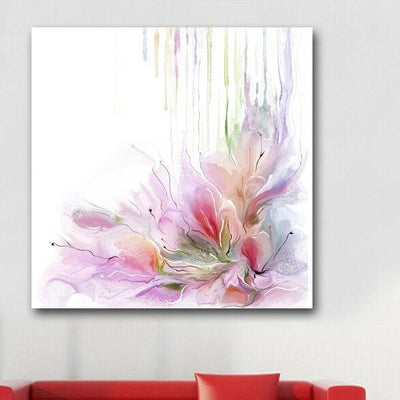 "Spring Rain" Flowers Stretched Canvas Print,hywallart