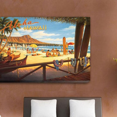 Hawaii Vintage Stretched Canvas Prints,hywallart
