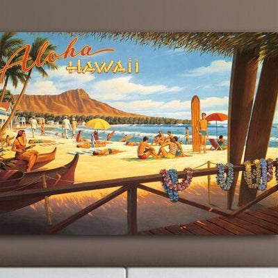 Hawaii Vintage Stretched Canvas Prints,hywallart