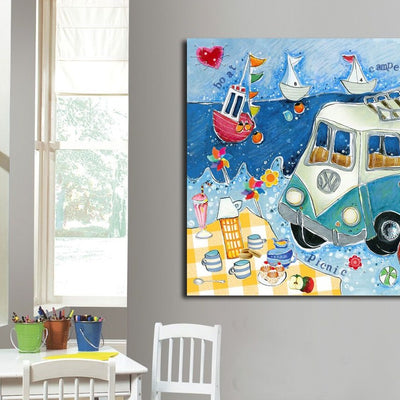 Kids Beach Theme Stretched Canvas Print,hywallart