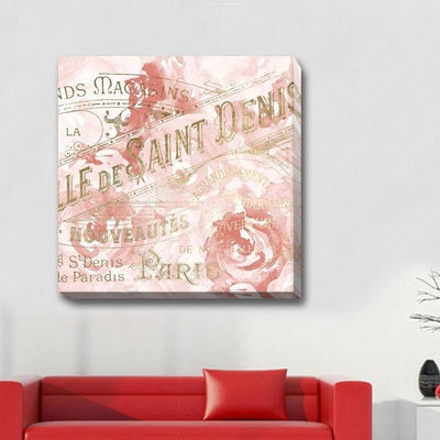 Flower Pink Rose Typography Stretched Canvas Print,hywallart