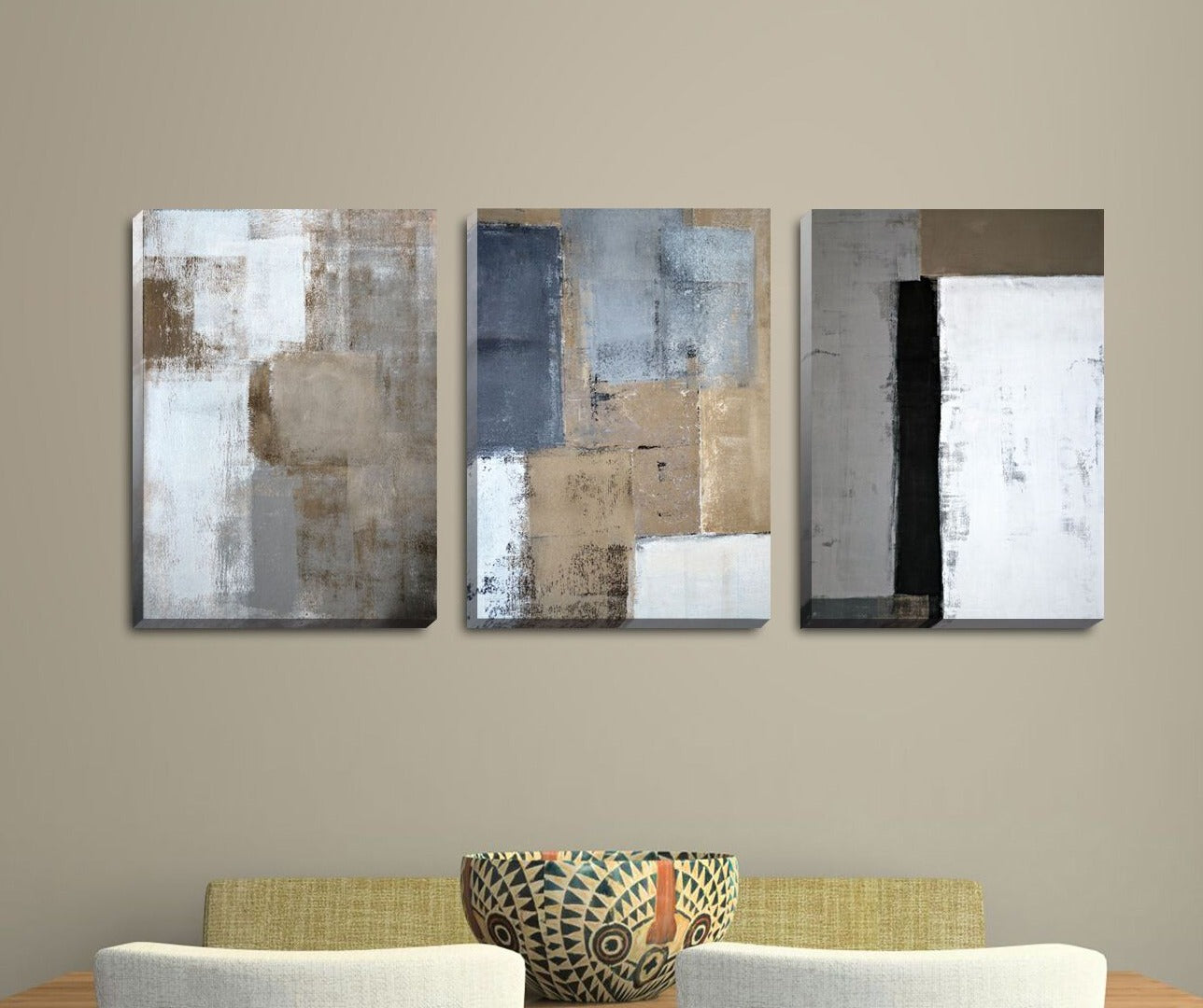 Set Of 3 Abstract Stretched Canvas Prints