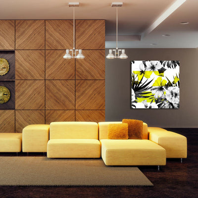Black Yellow Flower Stretched Canvas Print,hywallart