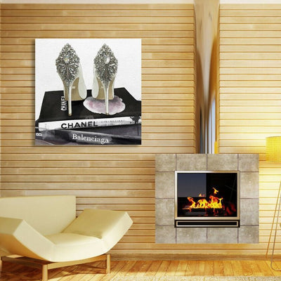 Crystal High Heels Stretched Canvas Print,hywallart