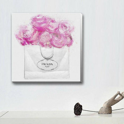 Fashion Flower Bag Stretched Canvas Print,hywallart