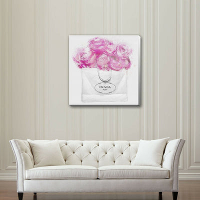 Fashion Flower Bag Stretched Canvas Print,hywallart