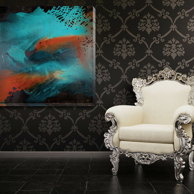 Black Blue Red Stretched Canvas Print,hywallart