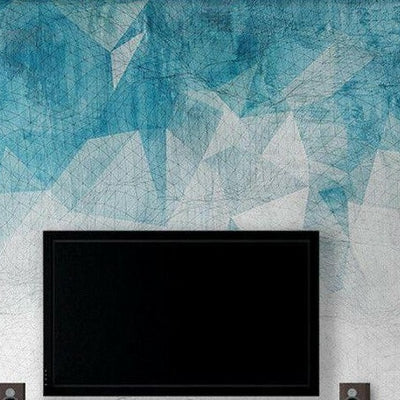 Blue Geometric Removable Mural,hywallart