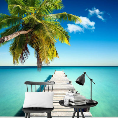 Palm Tree Ocean Beach  Wall Mural,hywallart