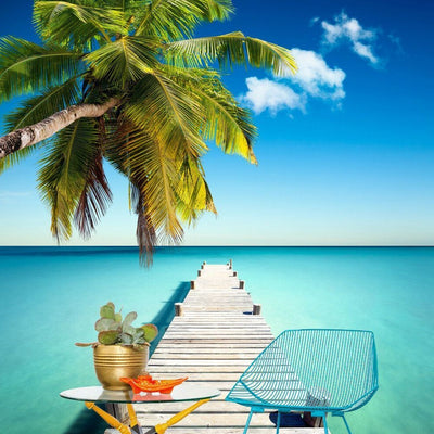 Palm Tree Ocean Beach  Wall Mural,hywallart