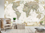 Geography World Map Removable Wall Mural,hywallart