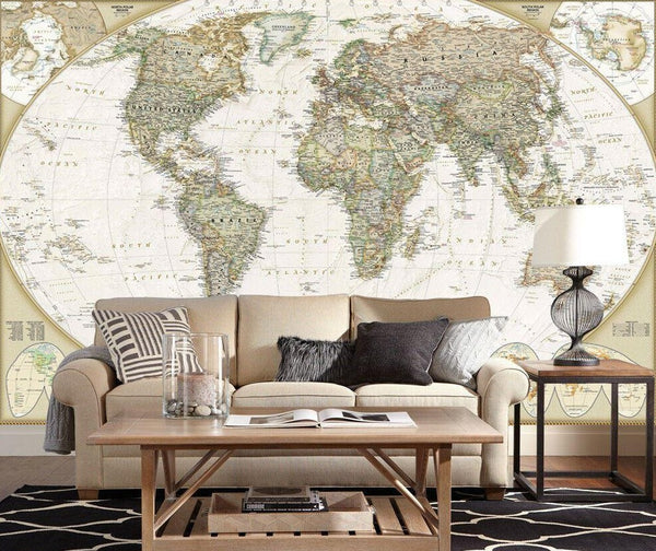 Geography World Map Removable Wall Mural