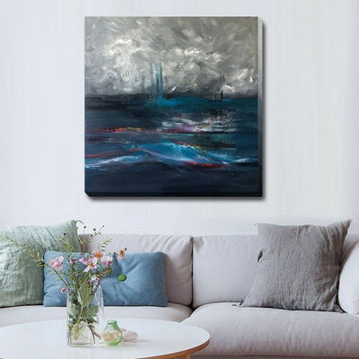 Stormy Sea Stretched Canvas Print,hywallart