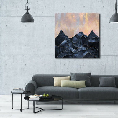 Geometric Mountain Stretched Canvas Print,hywallart