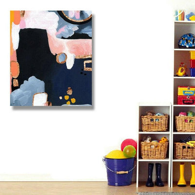 Pink Black Stretched Canvas Print,hywallart